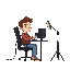 guy sitting on pc and recording 