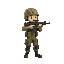 soldier shoots to the right