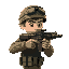 soldier shoots to the right