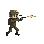 soldier shoots to the right