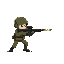 soldier shoots to the right