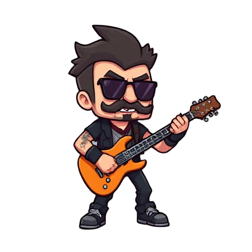 rocker dude, blocky appearance, anarcist, sidescraller