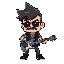rocker dude, blocky appearance, anarcist, sidescraller