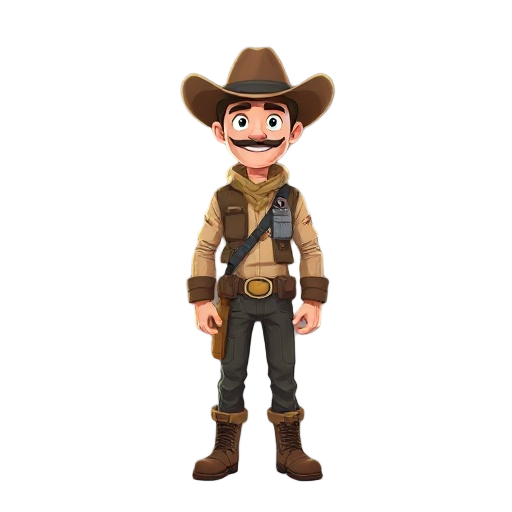 cowboy space man, front facing