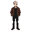 make 64px height and 32 width sprite white man skinny and short hair with leather brown jacket and black t-shirt and black pants