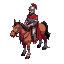 a medieval soldier riding a horses