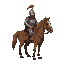 a medieval soldier riding a horses