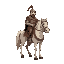a medieval soldier riding a horses