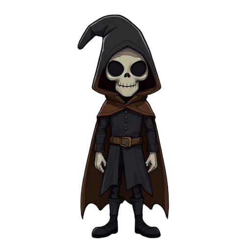 plague doctor with black clothes and a brown cape