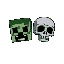 minecraft mini creeper head and zombie head and skeleton head. use more colors