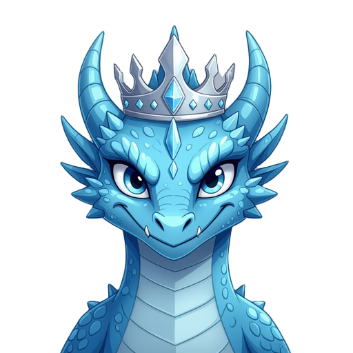 an evil ice dragon with a silver crown