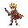 [pixel art], [idle animation], adventurer standing,  both hands holding sword, cape slightly waving,  2 frame loop, 0.5秒间隔,  side view, 32x32 pixels, thick outline,  color: #ff0000 (armor), #ffffff (c