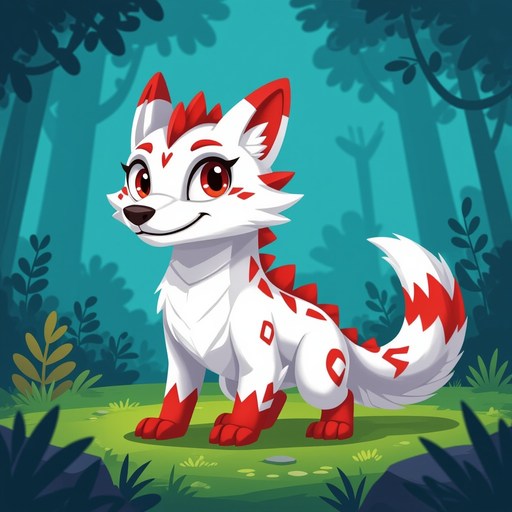 white a red lizard wolf