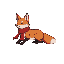 lying fox with red scarf