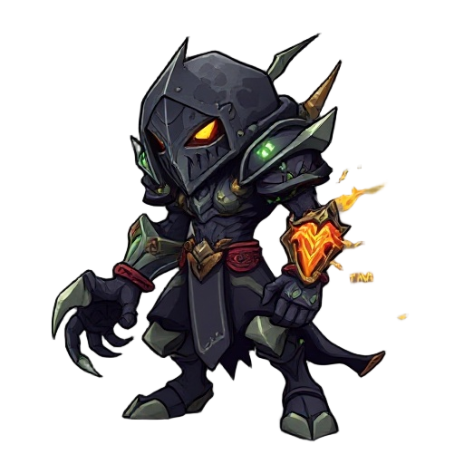 a warped enforcer from broken timelines, cloaked in temporal shadows. its angular mask and flickering limbs betray its unstable nature. entropy coils around it like smoke, as fragments of past and future armor pulse with paradox energy. a menace born from