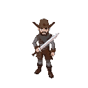 create me a pixel art character like as cowboy but holds sword