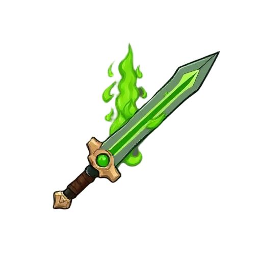 necromancer's sword made of bones and green flame 