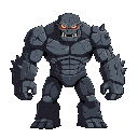 evil dark rock golem side view