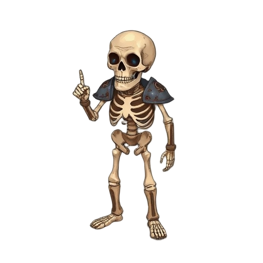 animated skeleton, falling to pieces, in a few pieces of rusting armor and holding a broken bone point down like a dagger