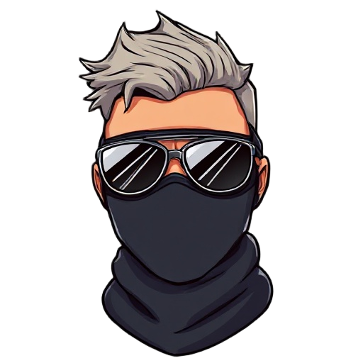 man wearing a black ski mask and aviator sunglasses