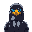 falcon, a pfp, black feathers, wearing a suit, jsut the face, blue eyes, 