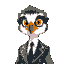 falcon, a pfp, black and white feathers, wearing a suit