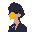 falcon, a pfp, black feathers, wearing a suit, jsut the face, blue eyes, 
