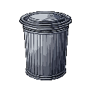a metalic classic trash can