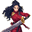 female swordman with katana