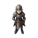main character of fantasy game in armor with sword