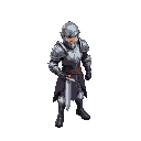 main character of fantasy game in armor with sword