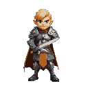 hero of fantasy game in armor with sword