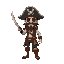 pixel art pirate captian with a peg leg and sword