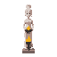 a statue of a woman holding a brazier in front of her, stylized character, minimalist