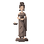 a statue of a woman holding a brazier in front of her, stylized character