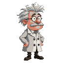 half side profile , fat , old crazy haired male scientist , 1.70 cm long realistic height