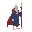 man, stading, idle, red cape, blue mage robe, long white hair, wodeen staff, no shoes, bare foot
