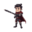 knight,dark sword,man,black hair,loking for left