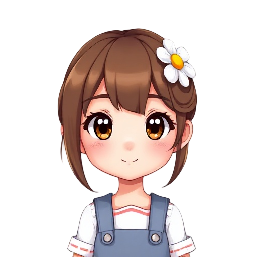 girl with brown hair daisy on her hair and cute clothes