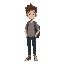 a adult college boy with a bag behind