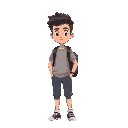 a adult college boy with a bag behind in a side view