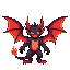draw a demon with red wings that throws fireballs and has horns, he needs to walk and fly and attack with his claws