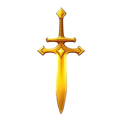 long golden shiny sword that looks like a cross