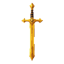 long golden shiny sword that looks like a cross 