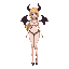 anime girl succubus, blond hair, curvy adult figure 