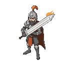 draw an knight with big burning sword