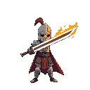 draw an knight with big burning sword