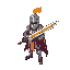draw an knight with big burning sword