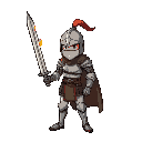 draw an knight with big burning sword