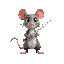 a cute rat, pokemon tyle, using a sword